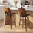 27.7" Mid-Century Faux Leather Counter Stool With Wood Legs and Metal Footrest-1821770056