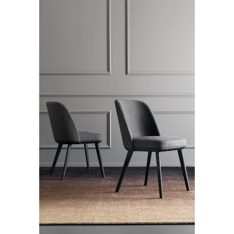 Foyer Upholstered Dining Chair with Wooden Base, Anouk Taupe, Matt Black