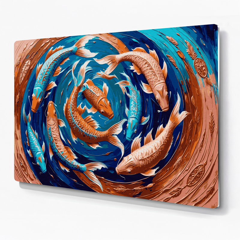 «Southwestern Animals Fish» 28, art mural en métal bleu, H 288 po x l 432 po x P 0,05 po