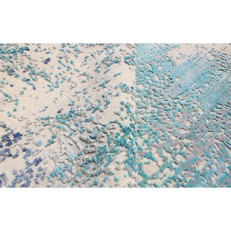 Hand Knotted Abstract Area Rug, Rectangle 9' x 12'