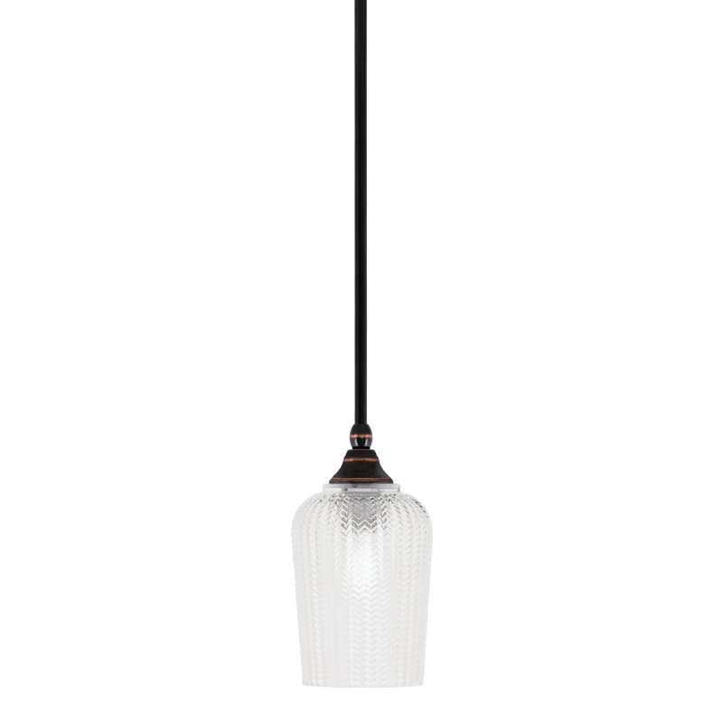 Stem Hung Mini Pendant With 5" Glass, Clear, Matte Black