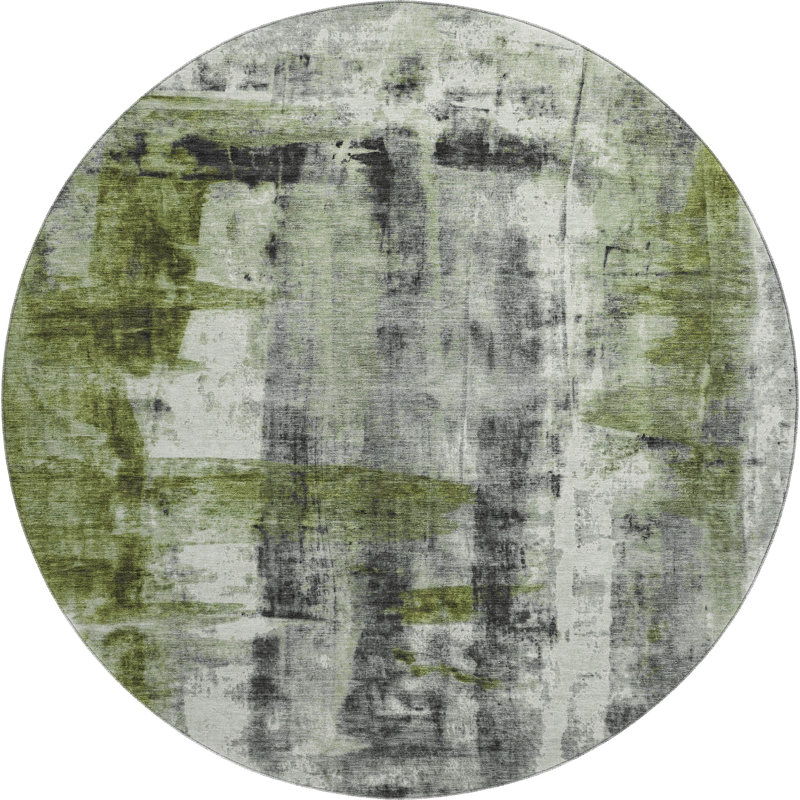 Tapis abstrait lavable à la machine Premium, Rond 8 pi
