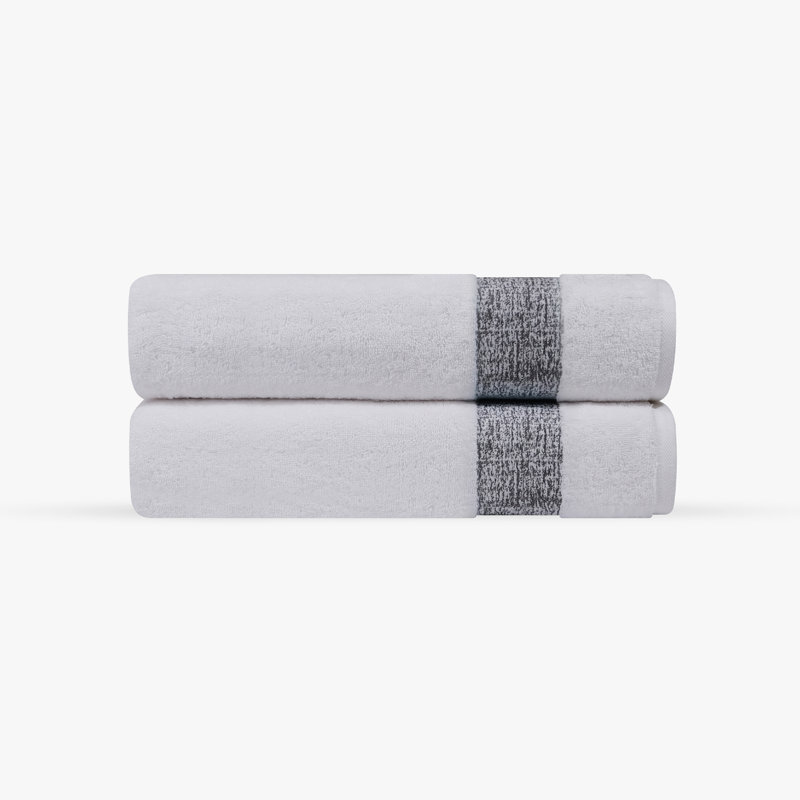 Jonnae 2 pcs Turkish Bath Towels Set, Anthracite
