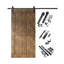 Porte de grange à motif géométrique non assemblée et fini en noyer foncé de 26 po x 80 po Homacer de Homacer, avec rail d'installation de 4,5 pi, usage intérieur seulement-122873146