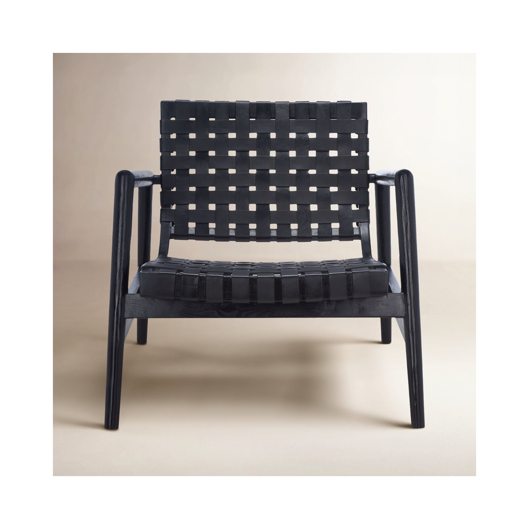 Warbler Upholstered Side Chair, Black Genuine Leather