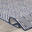 Tapis intérieur / extérieur à motif géométrique pour terrasse Roxie, bleu marine / ivoire-501806175