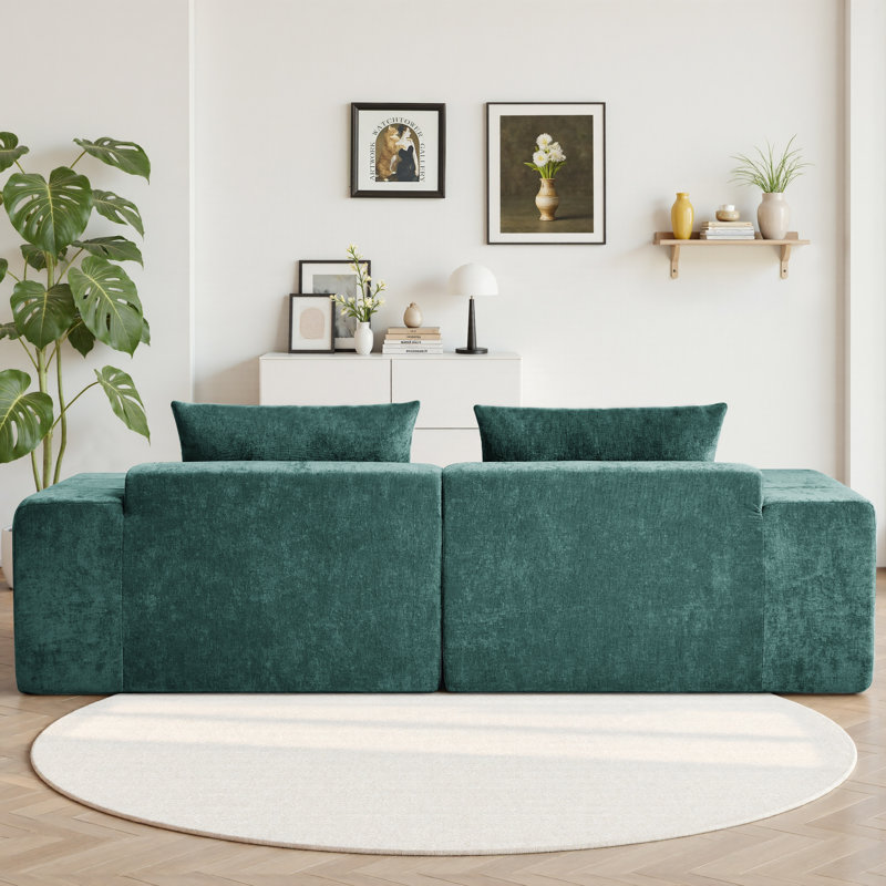 107" Chenille Sofa With Extra Large Armrests,Comfy Upholstered Couch For Living Room, Green