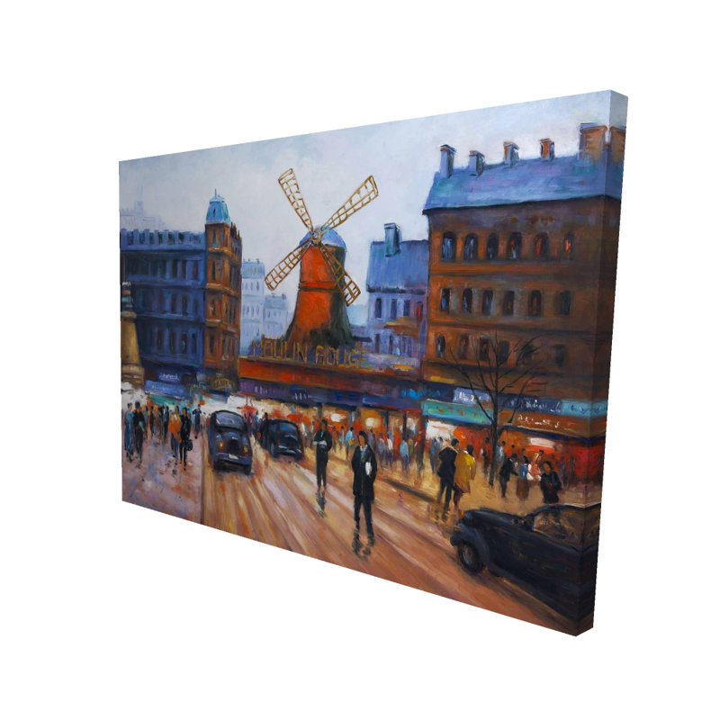 Scène de rue à moulin rouge - Livingroom femme, décoration sur toile