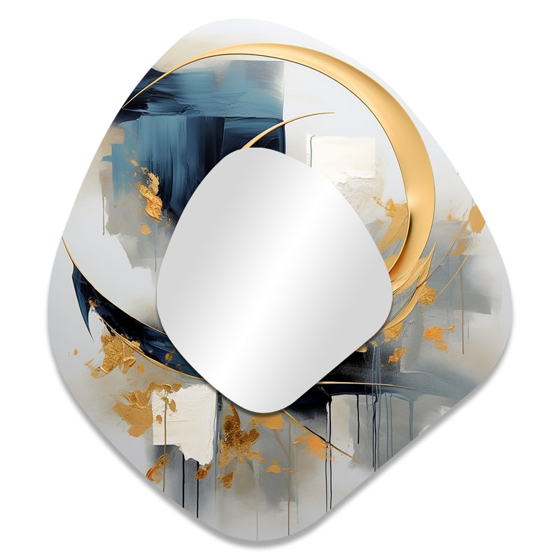 Montes - Miroir mural moderne abstrait en métal, 35 po x 31 po