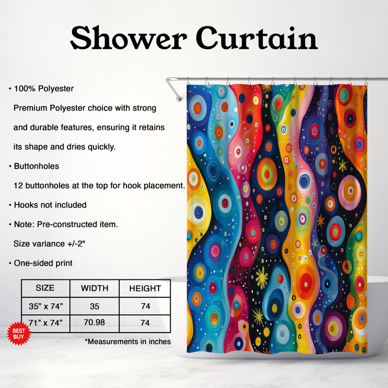 Rideau de douche Snappy Art - Premium, H 74 po x l 71 po