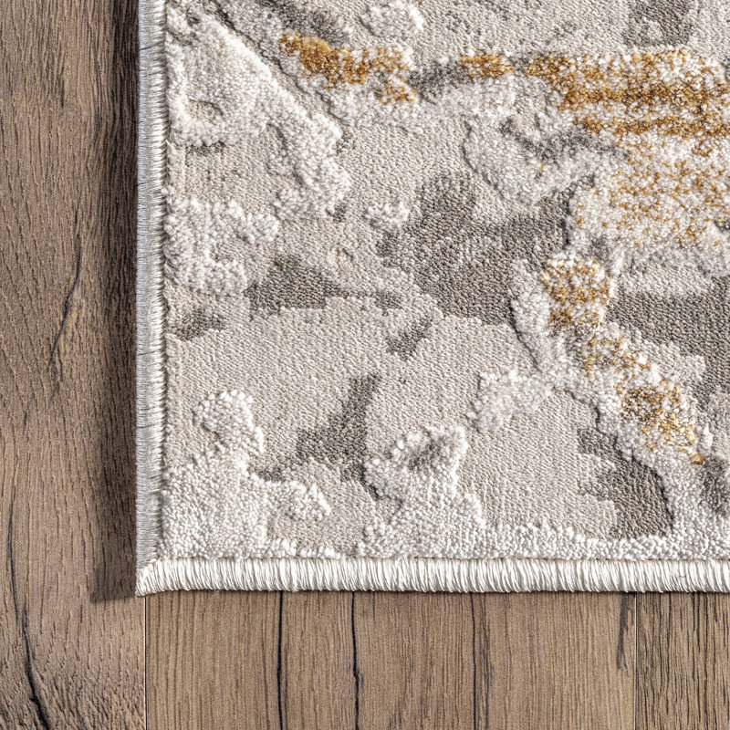 Tapis abstrait beige / gris, Rectangle 5 pi x 8 pi