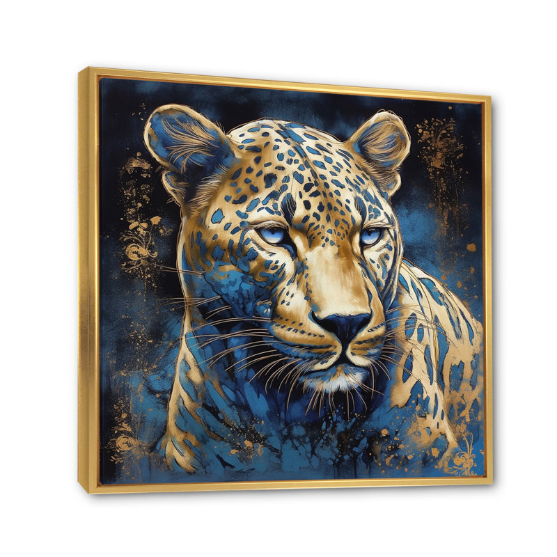 «Leopard Grace VI» sur toile, H 24 po x l 24 po x P 1 po, Cadre flottant doré