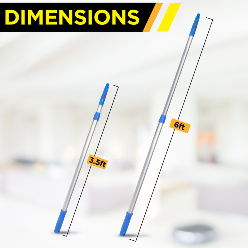 6' Telescopic Pole, Aluminum, Adjustable 3.5 - 6' length with Click / Lock Adapter Cone