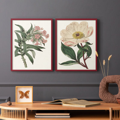 «Pink Floral Mix VI», reproduction encadrée de qualité supérieure - prête à être accrochée - aucun clou requis - aucun clou requis