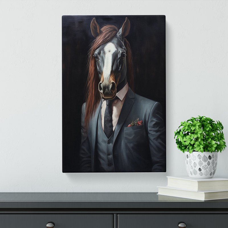 Pony In A Suit Painting No.2 - Single Picture Frame Print, 60cm H x 40cm W x 3cm D