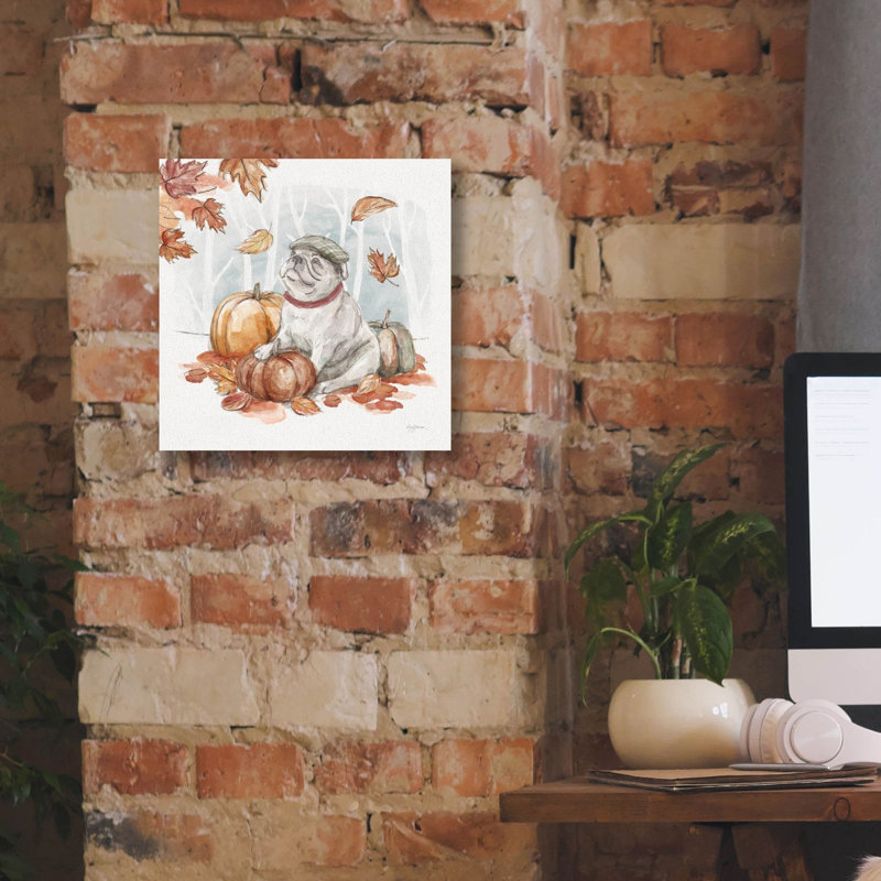 «Autumn Dogs 5» par Mary Urban, art mural sur toile, H 12 po x l 12 po x P 0,75 po