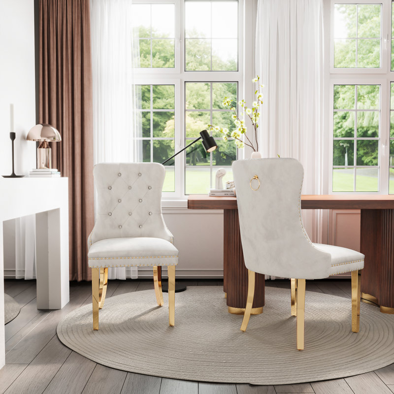 Chaise Parsons, Doré, Blanc