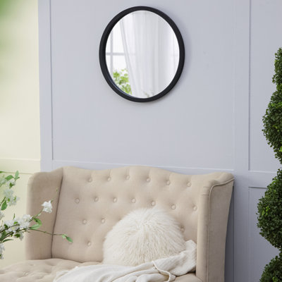 Miroir mural circulaire avec cadre en bois