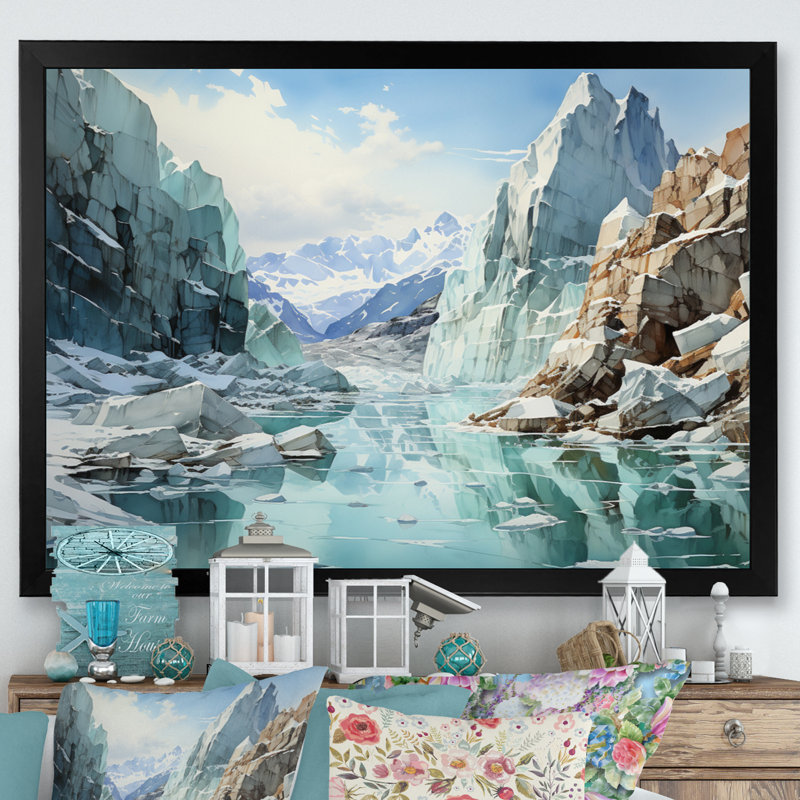 Berkleigh Glacier Glacial Symphony II - impression, H 24 po x l 32 po x P 1 po, Cadre simple noir