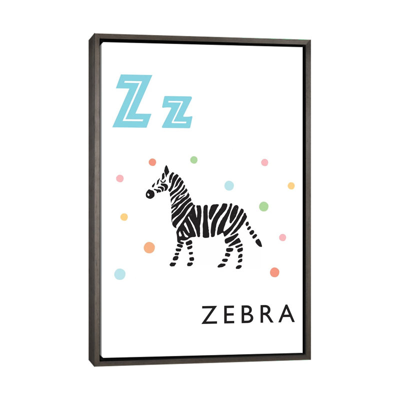 Alphabet Flash Card Z - impression d'art graphique, H 60 po x l 40po x P 1,5 po, Toile avec cadre gris, Pas de tapis