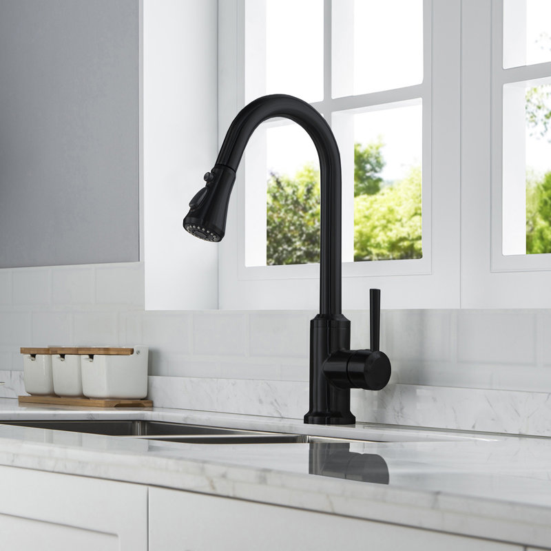 WoodBridge Pull Down Kitchen Faucet, Matte Black