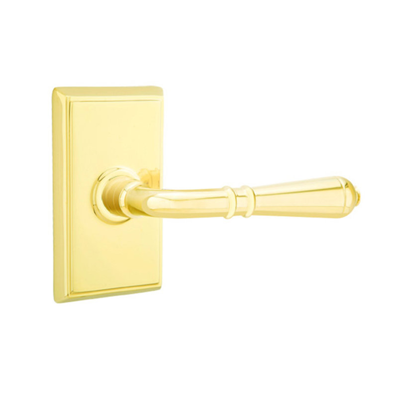 Faux levier de porte double avec rosette Turino, Gauche, Laiton brillant