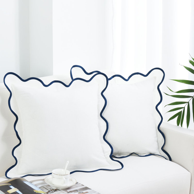 Reversible Throw Pillow, White/Navy