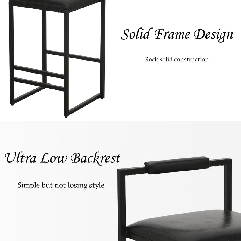 Counter Barstools Low Back Metal Island Stools (Set of 4), Black