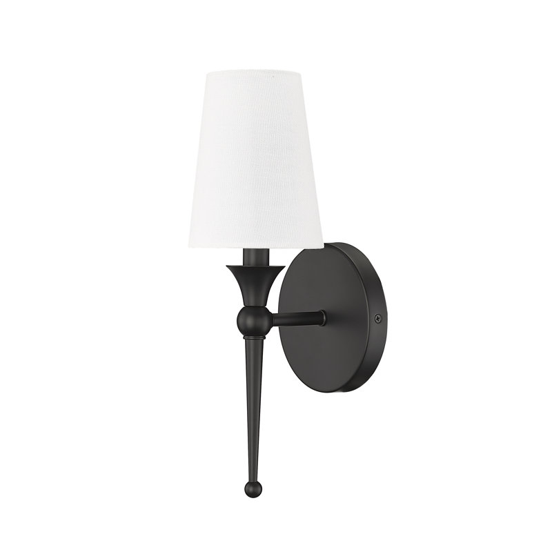 Codding 14" Tall Steel Armed Sconce with Fabric Shade, Matte Black