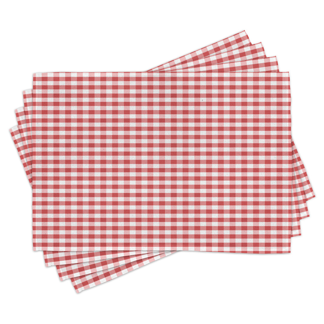 Platzmatten, traditionelle Gingham, Kariert, Coral Weiß