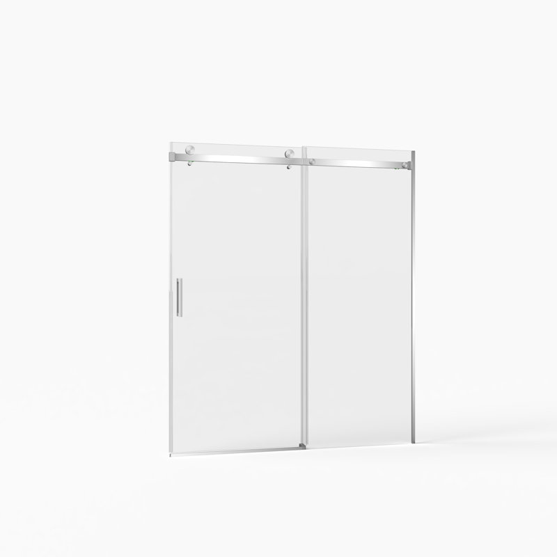 Porte de douche coulissante sans cadre l 56 à 60 po x H 72 po, verre trempé transparent de 8 mm d'épaisseur, finition nickel brossé