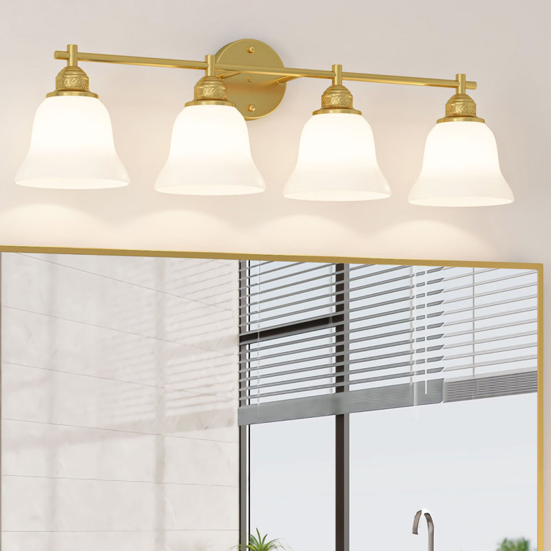 Bathroom Vanity Lights With With Frosted Glass Shades, 3 Lights
