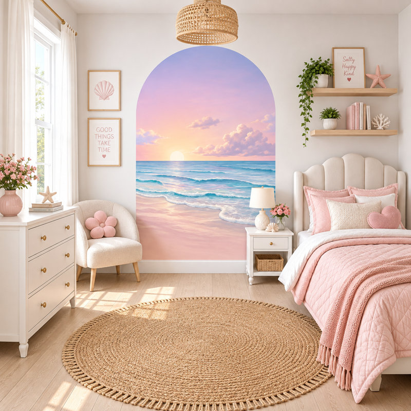 Décalcomanie murale de 66 pouces de large, plage de pastel arche Sunset, 78 pouces de haut, L 66 po x H 78 po