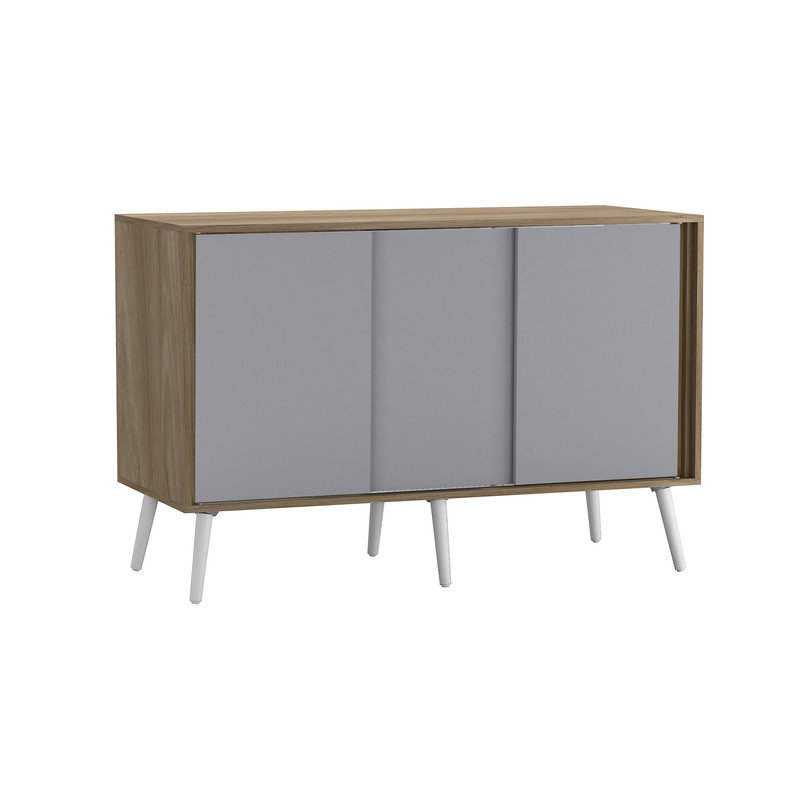 Rectangle Accent Cabinet, Dark Oak/Grey/White Wood