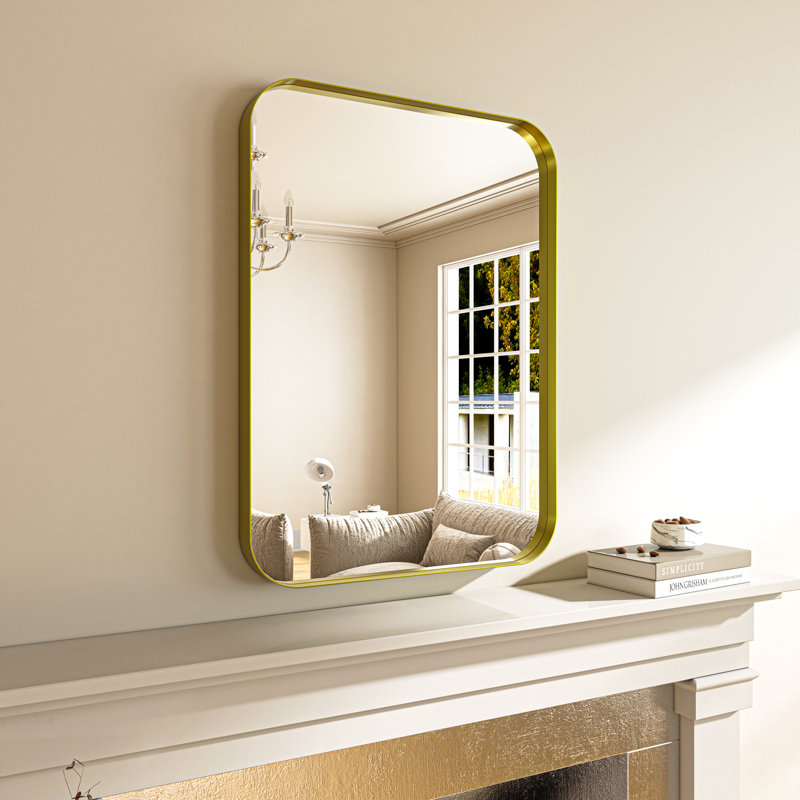 Metal Rectangle Mirror, Gold, 22" x 30"