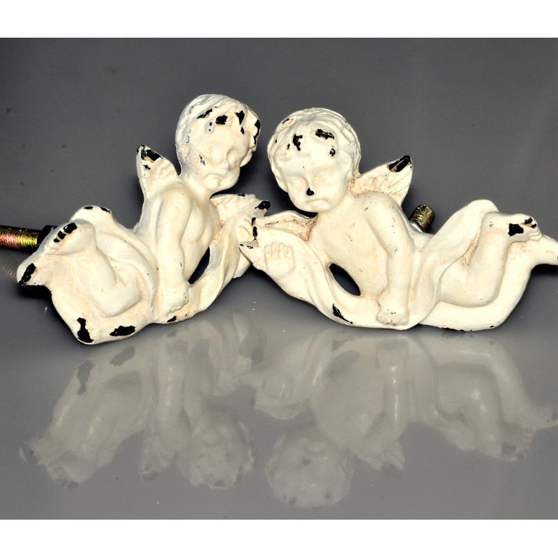 Whitewashed Angel Knobs (SET OF 2 Mirror Image)