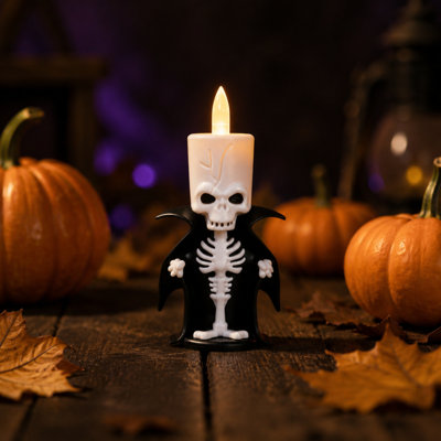 Halloween Skeleton  LED Candle Light Spooky Skull Ornament Table Decor For Party Home Bar  House Decoration