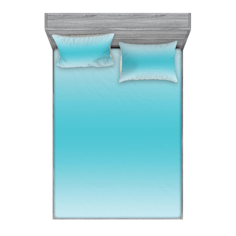 Microfiber Ombre Sheet Set, Queen Sheet Set with 2 Pillowcases, Turquoise