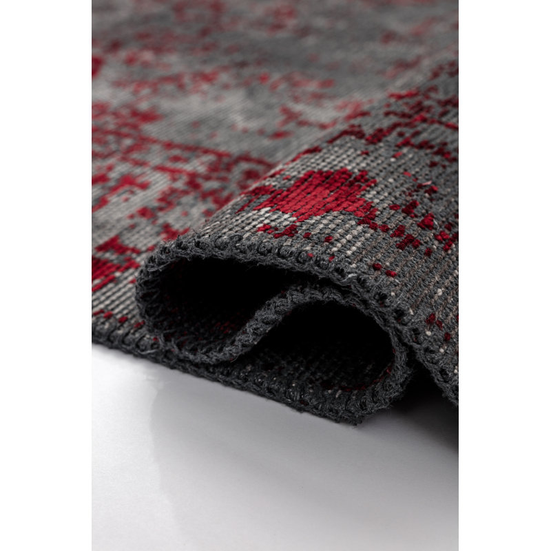 Gray/Red Oriental Luxury Area Rug, Rectangle 7'10" x 11'2"