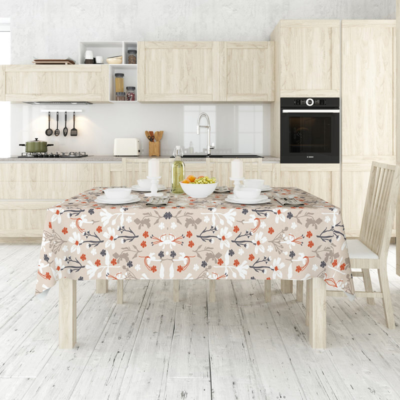 Premium Tablecloth (55 x 87 inches), 50% Cotton / 50% Polyester, Machine Washable & Ironable | Durable, Tumble Dryer Safe, Elegant Design for Dining Room & Special Occasions, Versatile & Easy Care