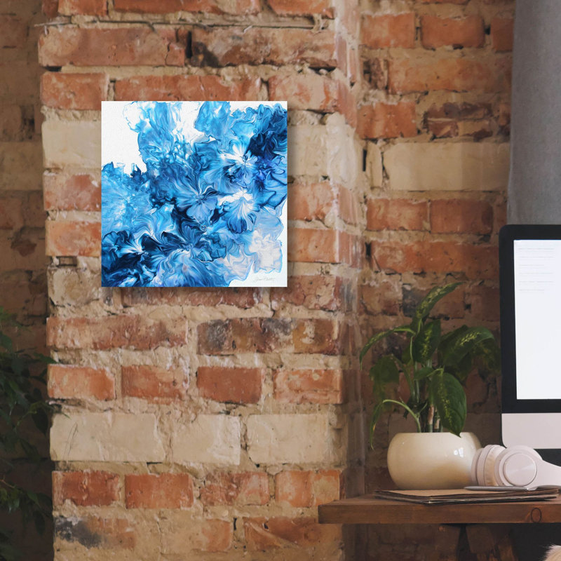  «Abstract Pouring O» par Jean Plout, art mural sur toile, 12 po x 12 po
