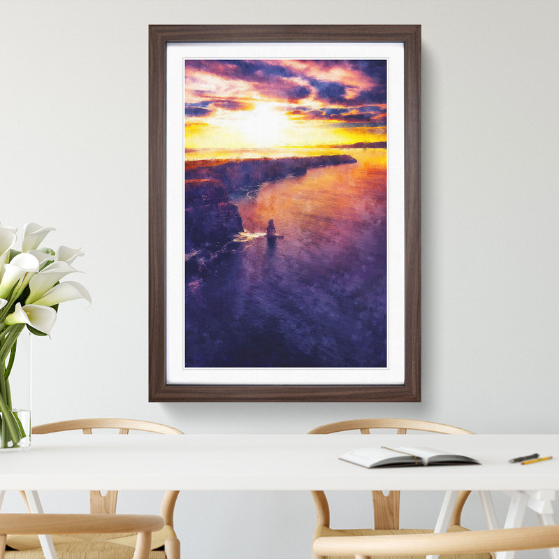 Sunset - Picture Frame Graphic Art Print, 33cm H x 24cm W x 2cm D, Walnut Framed