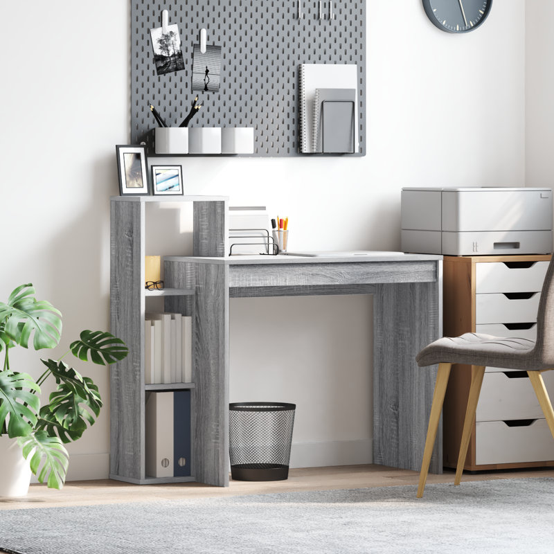 Computer Desk Particle Board Medium Shelving, Grey Sonoma