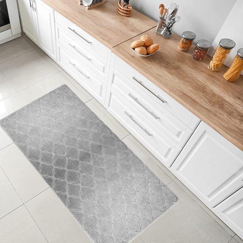 Tapis de cuisine, Rectangle 2 pi 8 po x 5 pi 4 po, Gris clair