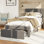 Lashawnda Modern Style Fabric Upholstered Bed Twin Size Platform Bed With Storage Drawer