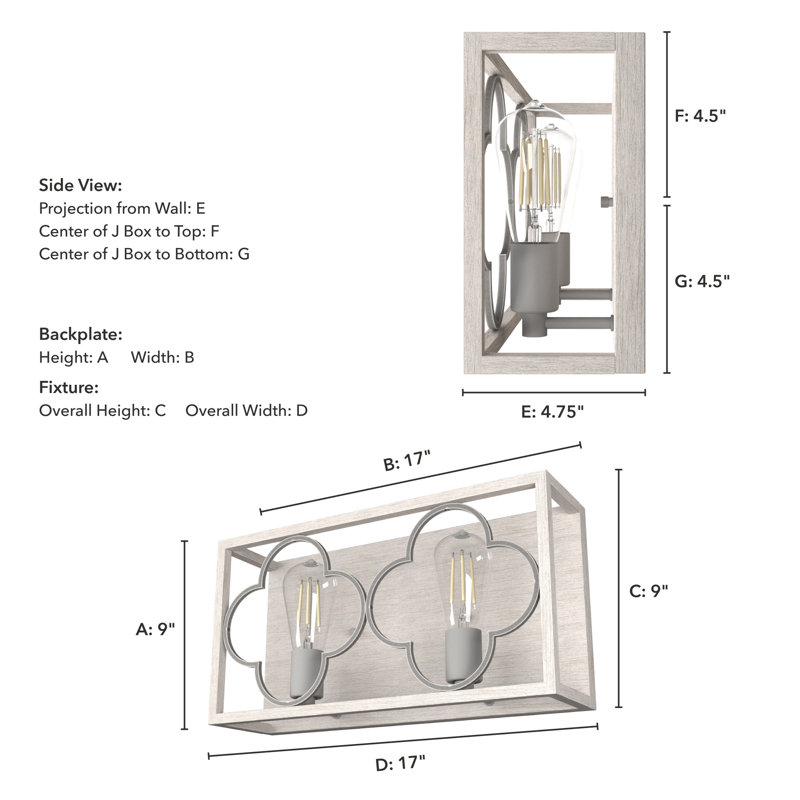 Gablecrest 2 Light Flush Mount Bathroom Vanity Light Fixture, White