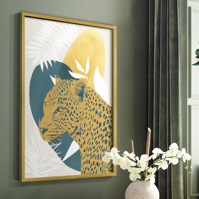 «Jungle Cat II», reproduction encadrée - bois massif