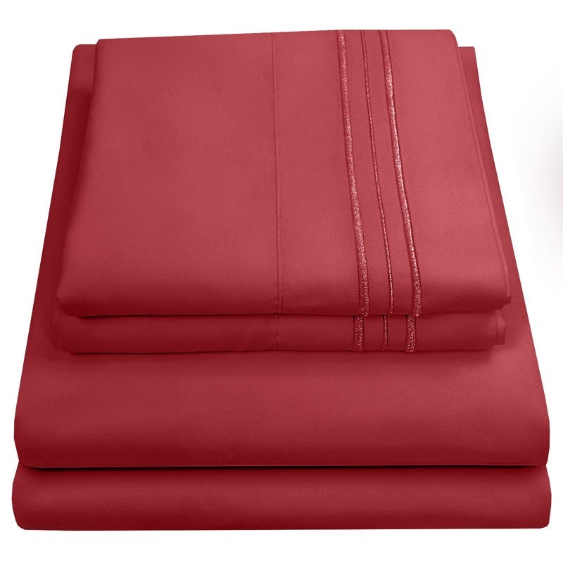 Luxurious Classic Soft Solid 1800 Series Microfiber Sheet Set, Various Colors and Sizes, Burgundy, Twin XL