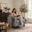 Chaise rembourrée capitonnée avec accoudoirs à boutons carrés, tissu en polyester pour mobilier de salon transitionnel-289221101