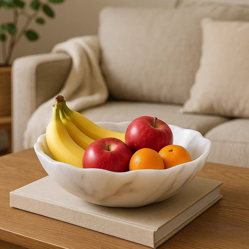 Zoro Marble Decorative Bowl, 5cm H x 20cm W x 20cm D
